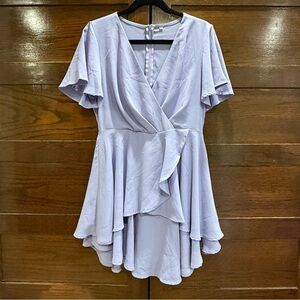 ✅5/$25 Unbranded sz medium purple lavender wrap flutter layer dress v neck mini